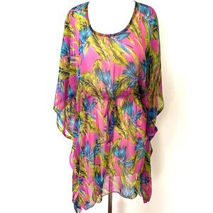 Sunflower Swim Tropical Multicolor Cover-Up Dress Adjustable Drawstring One Size
